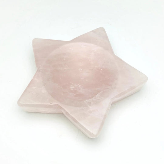 Carved Rose Quartz Star Bowl