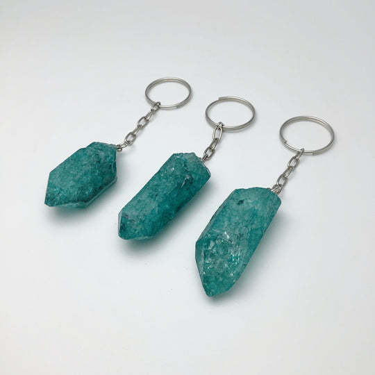 Rough Crackle Quartz Keychain