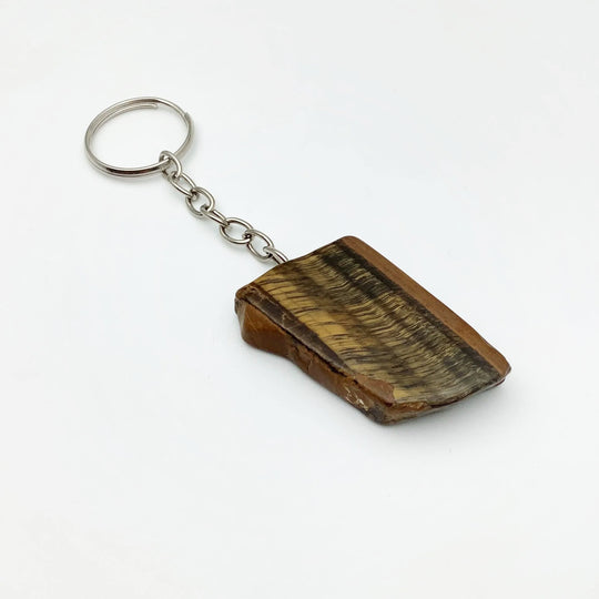 Tiger Eye Slice Keychain