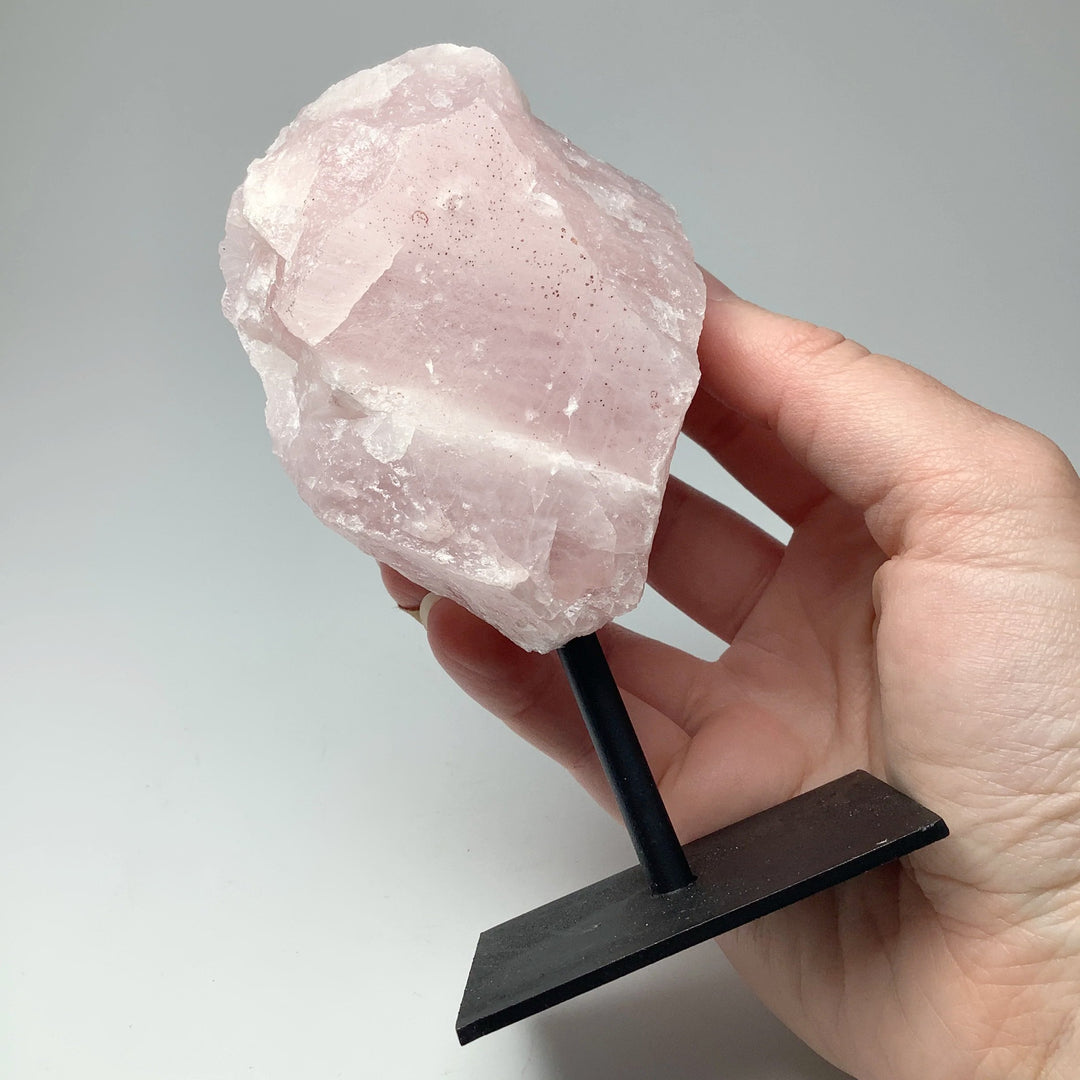 Rough Rose Quartz on Display Stand