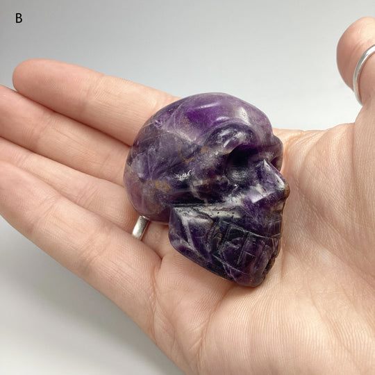 Carved Chevron Amethyst Skull at $69 Each