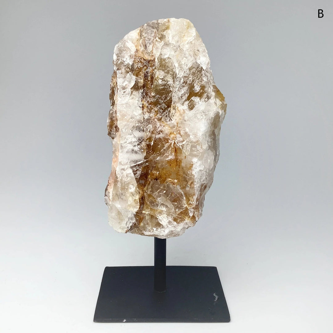 Golden Healing Quartz On Metal Display Stand