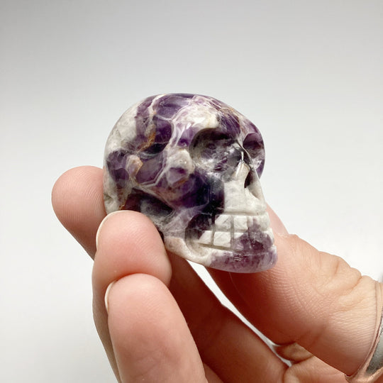 Carved Chevron Amethyst Skull