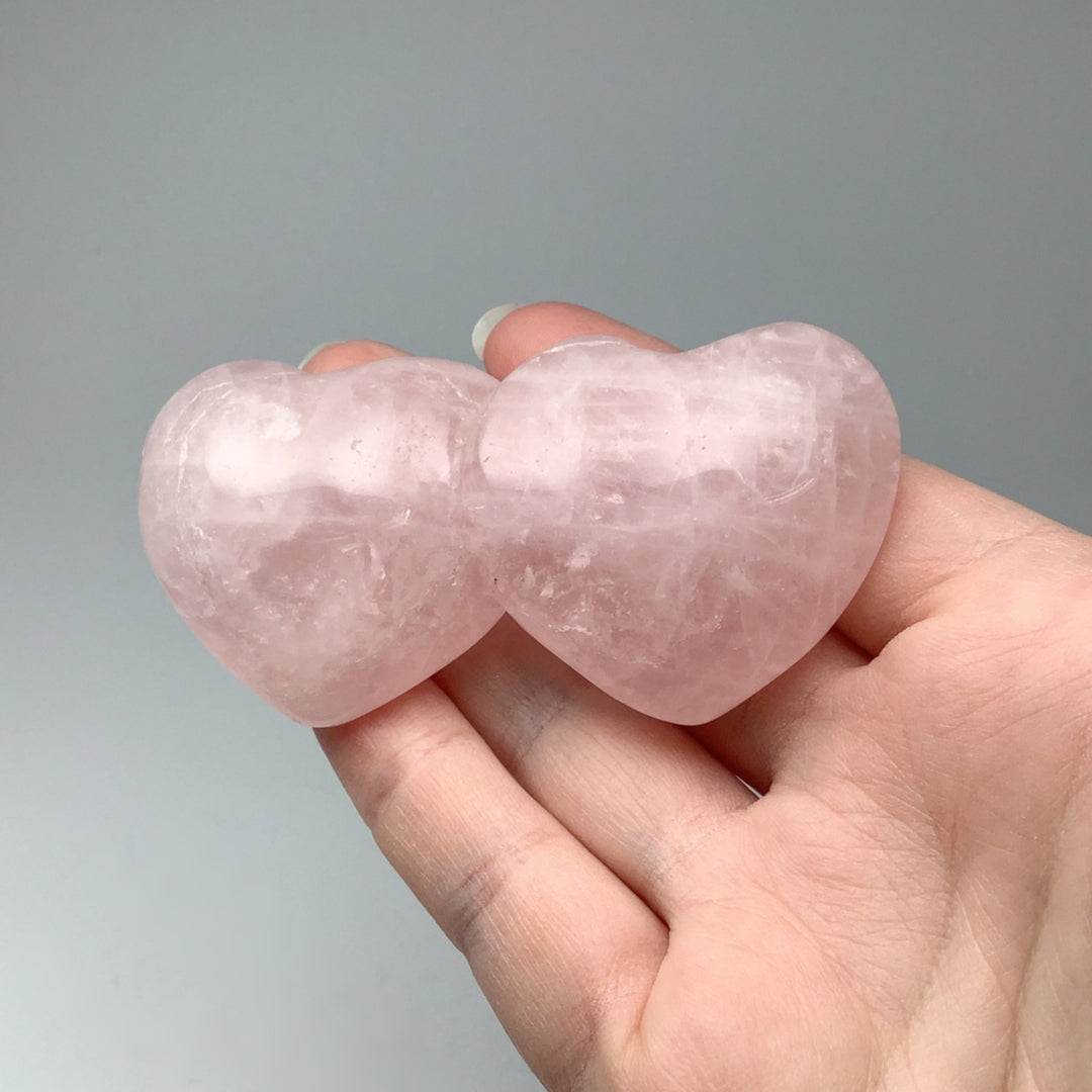 Rose Quartz Double Heart Carving