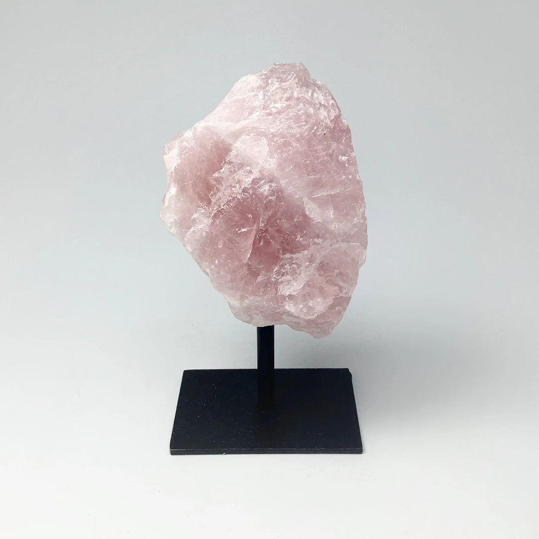 Rough Rose Quartz on Display Stand