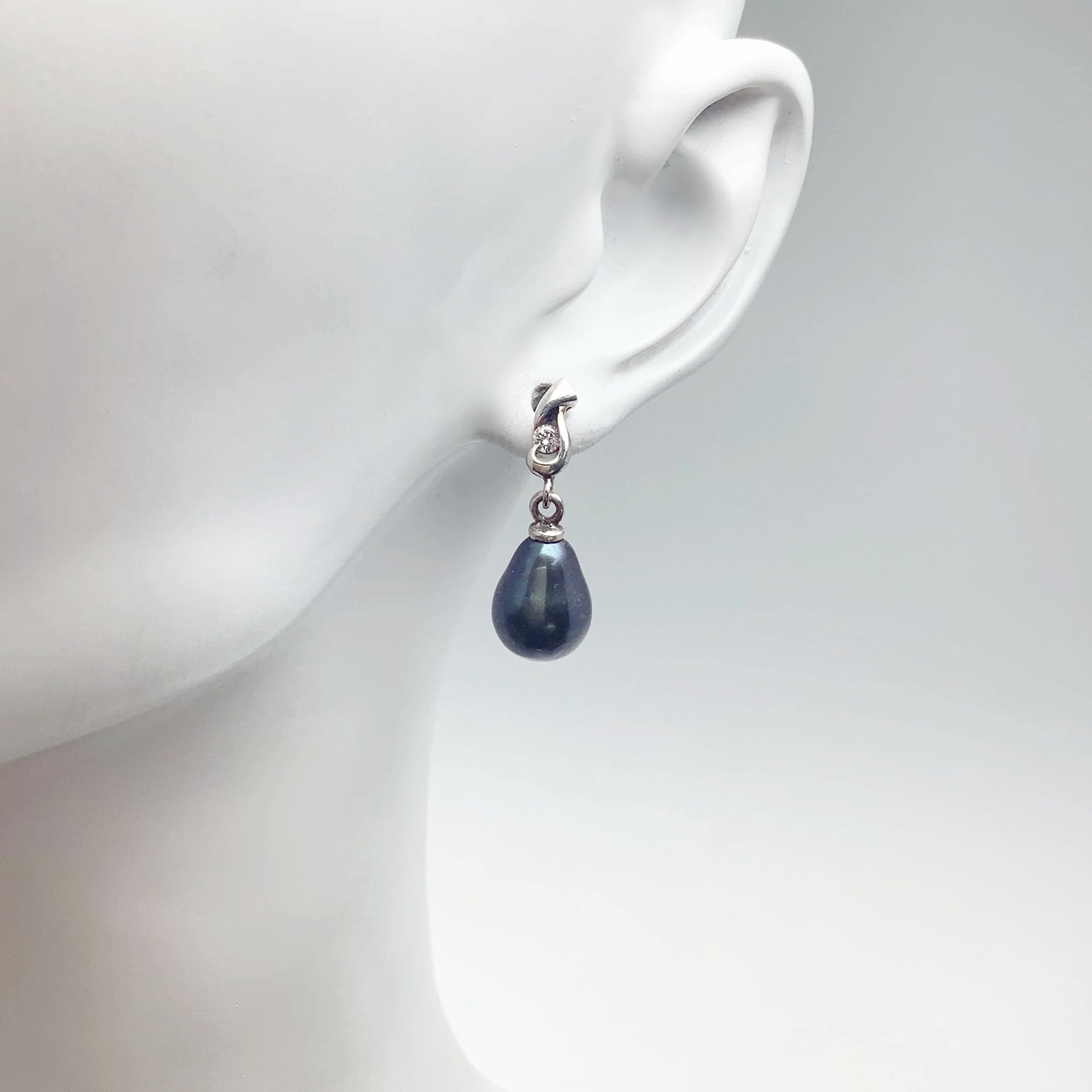 Tahitian Pearl and Cubic Zirconia Stud Earrings