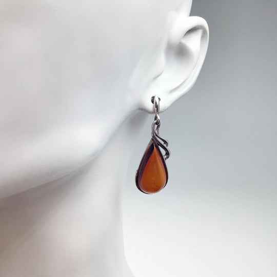 Cherry Amber Stud Earrings