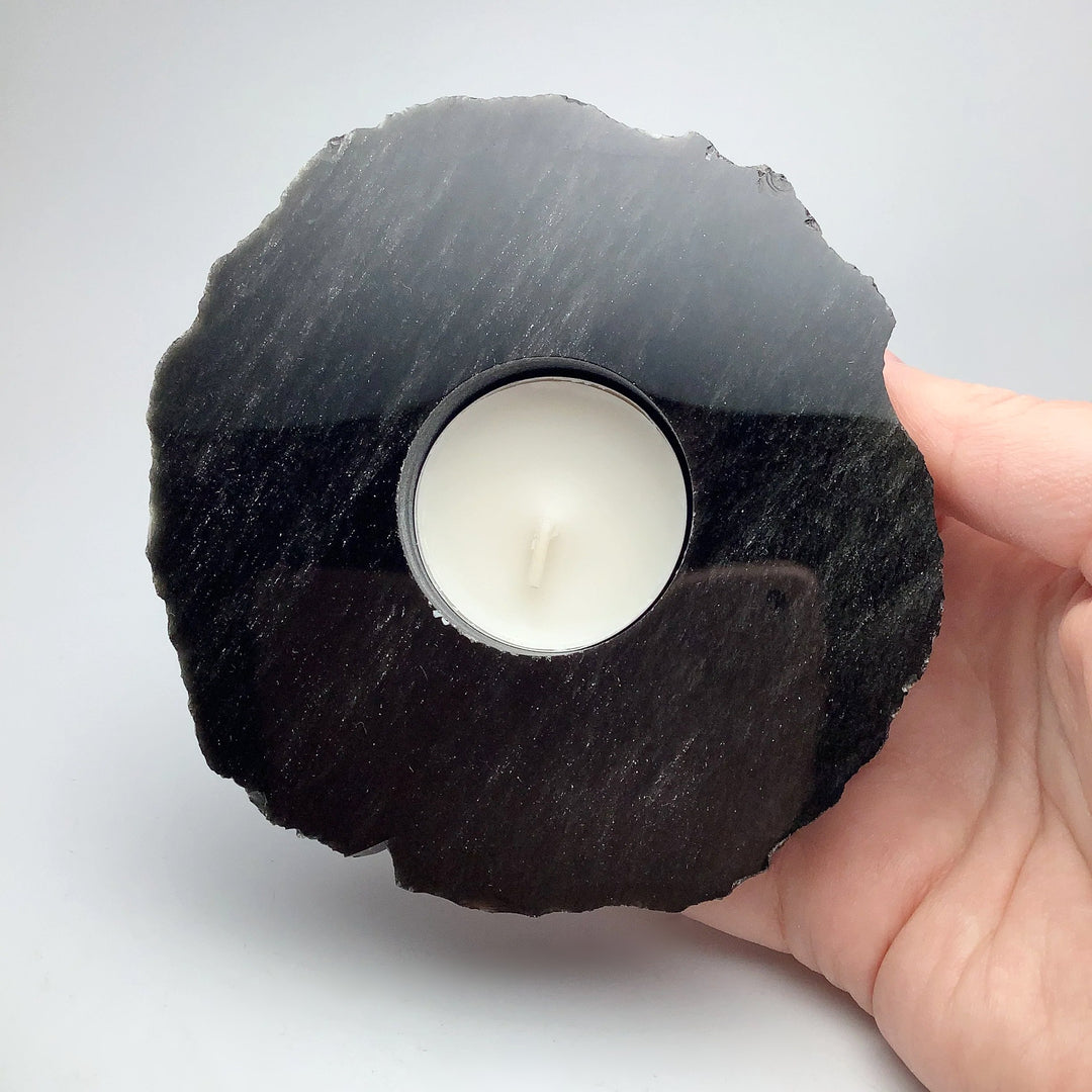 Black Obsidian Candle Holder