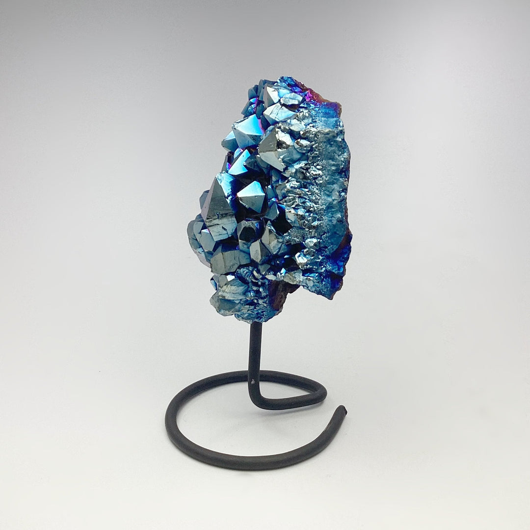 Blue Rainbow Amethyst Druze Cluster On Stand