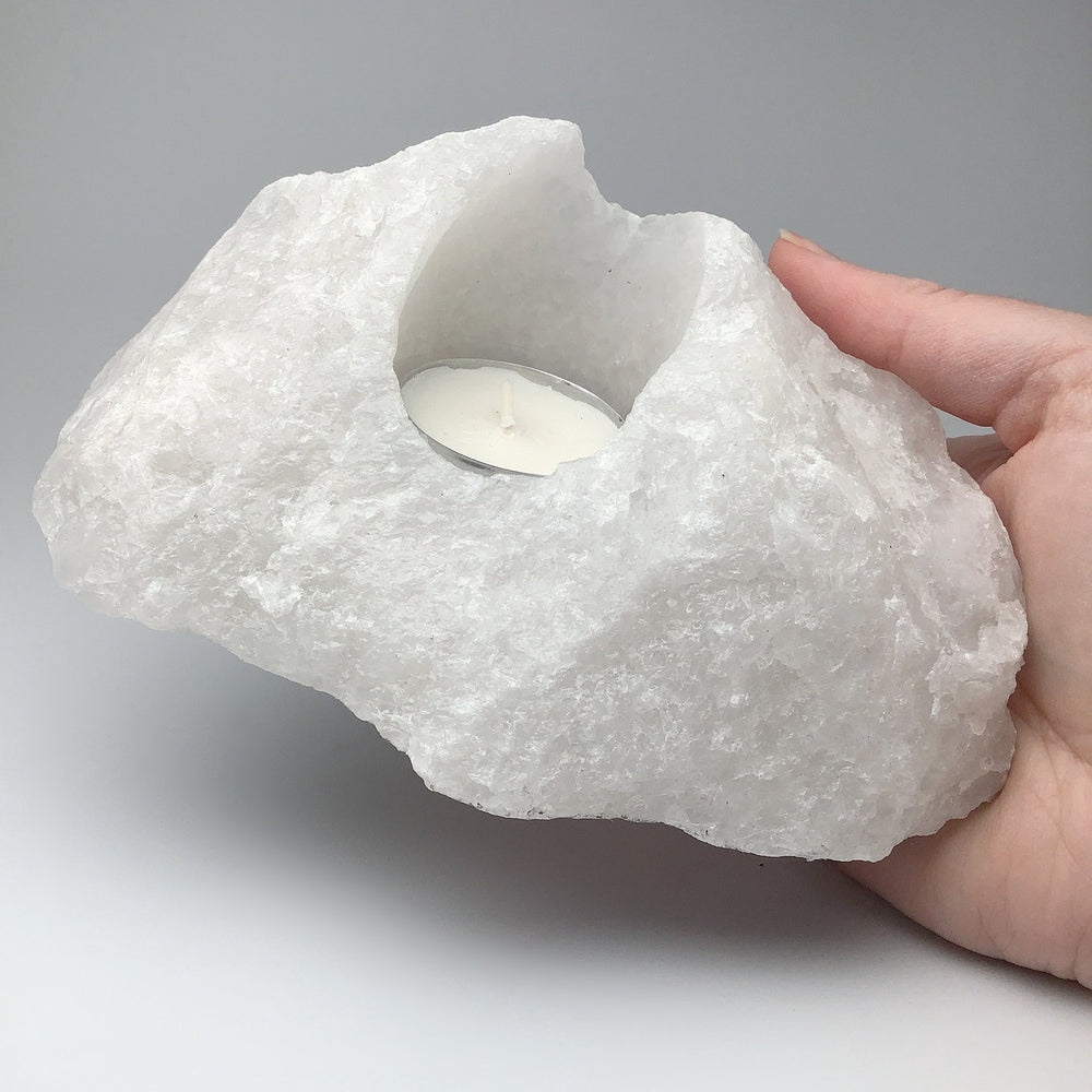 Rough Quartz Chunk Candle Holder