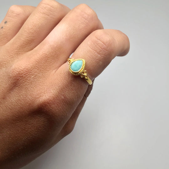 Amazonite Gold Finish Ring