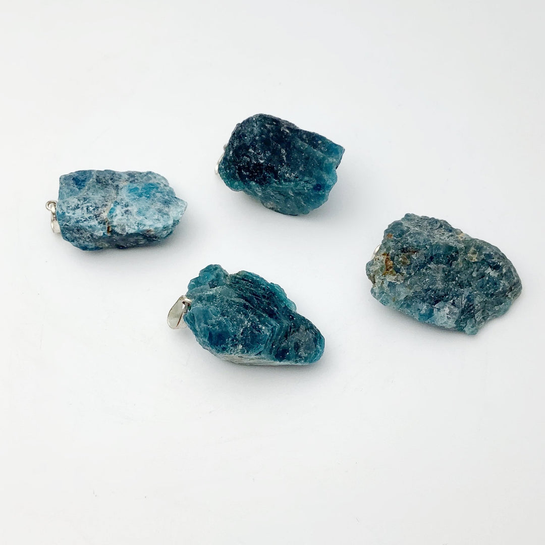 Blue Apatite Rough Chunk Pendant