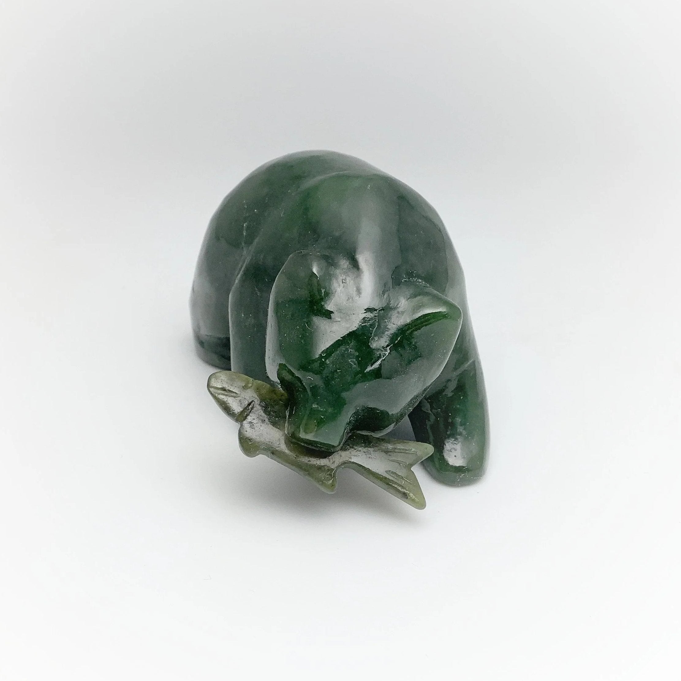 BC Jade Bear with Fish Carving