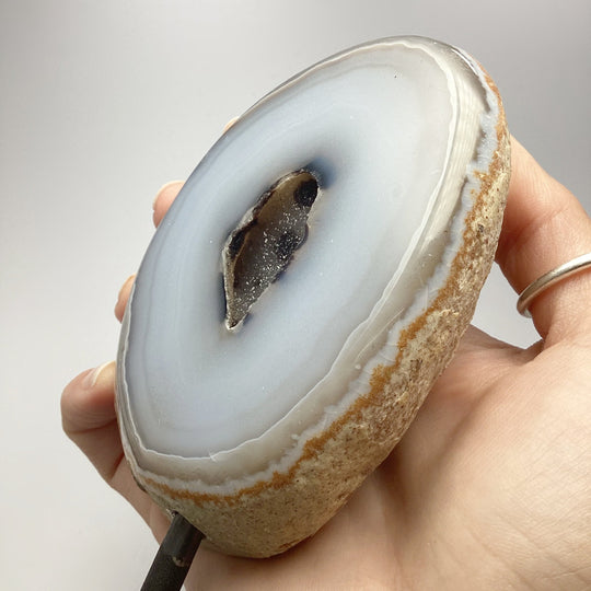 Natural Agate Geode on Stand