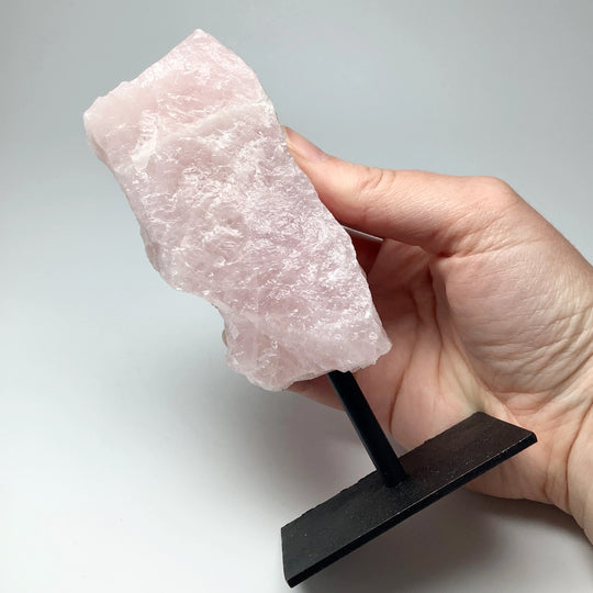 Rough Rose Quartz on Display Stand