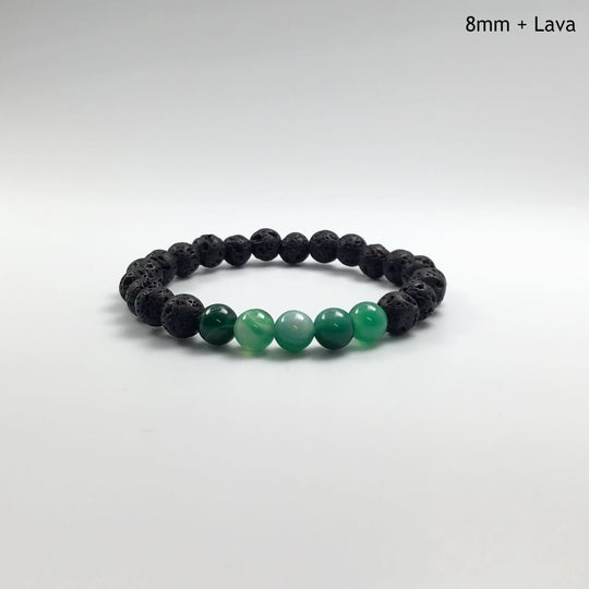 Banded Green Agate Beaded Bracelet