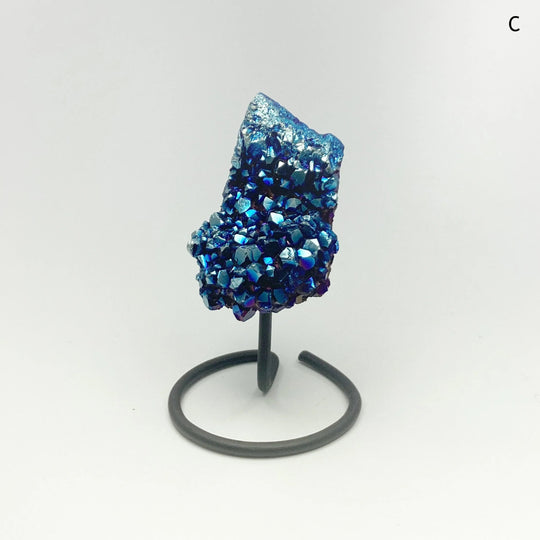 Blue Rainbow Amethyst Druze Cluster On Stand