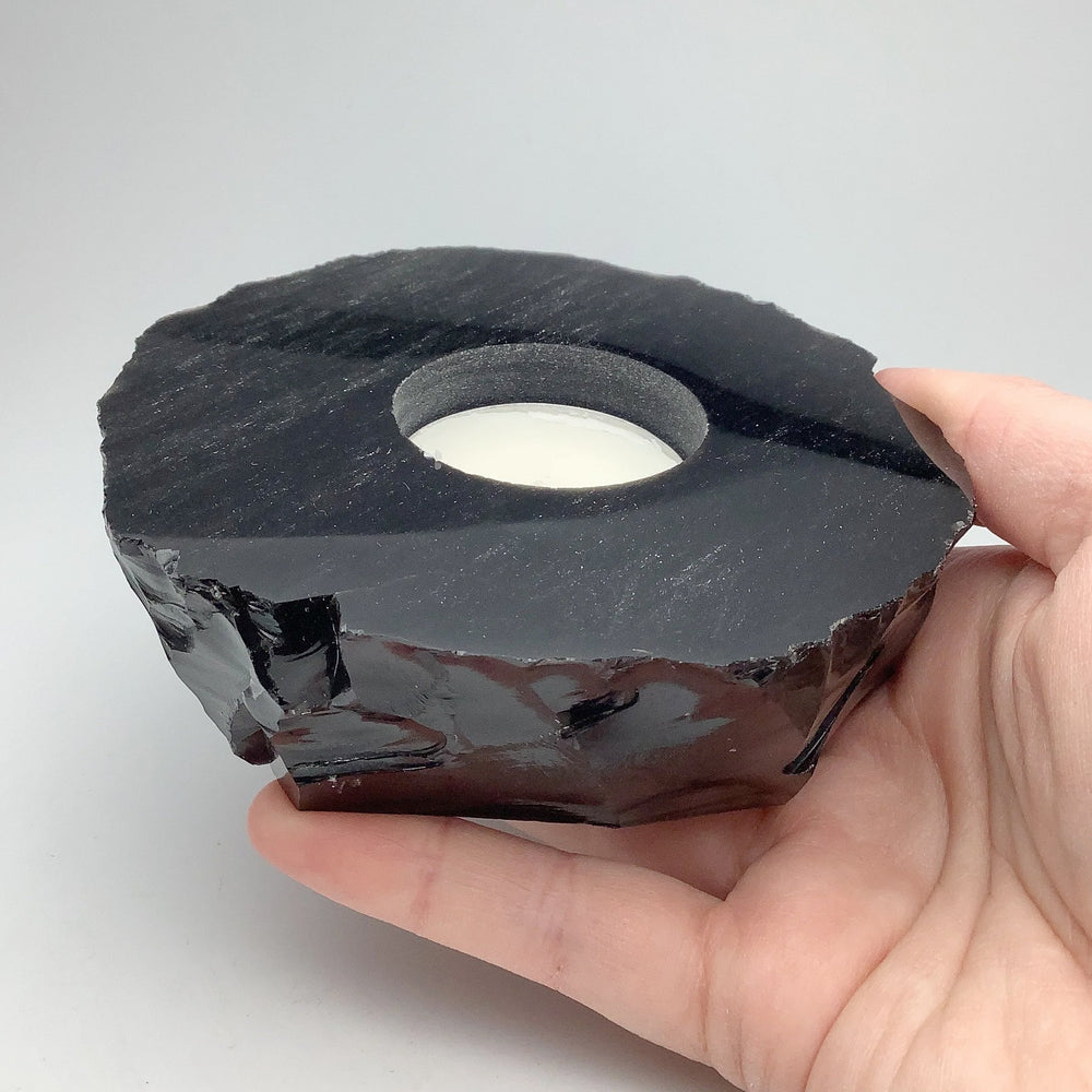 Black Obsidian Candle Holder