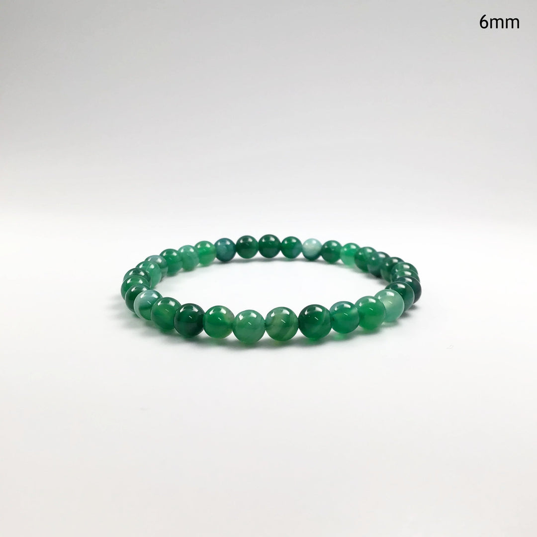 Banded Green Agate Beaded Bracelet