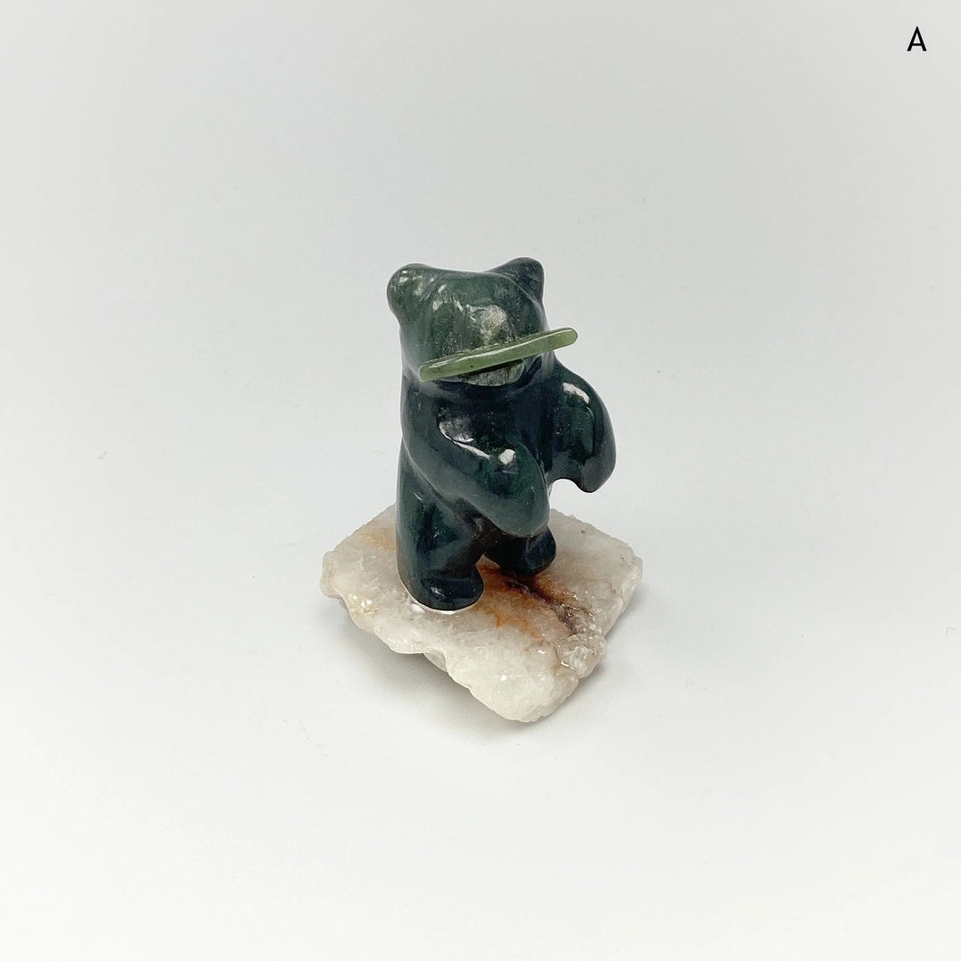 Jade Bear Carving on Base