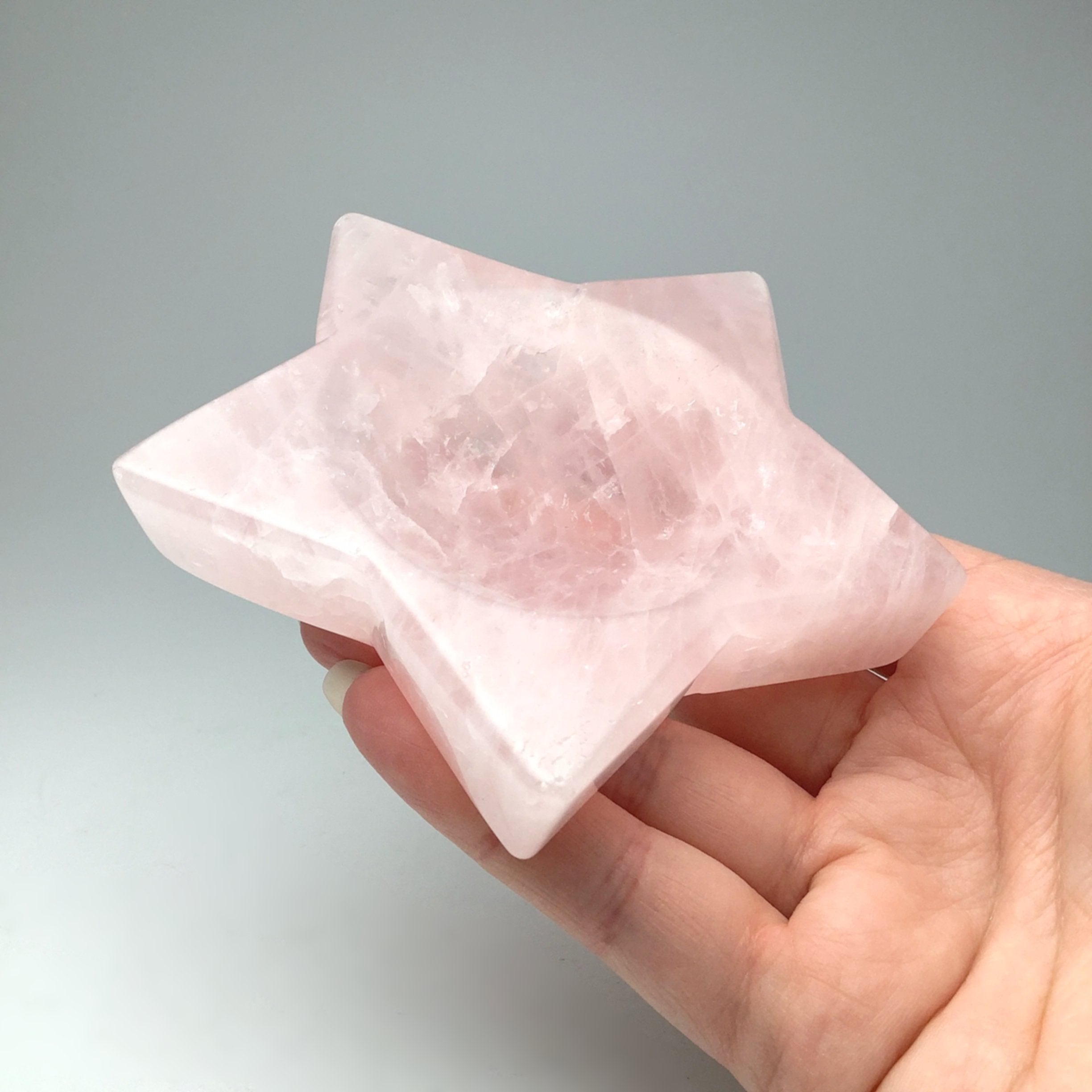 Carved Rose Quartz Star Bowl