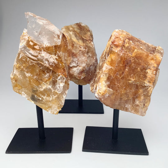 Golden Healing Quartz On Metal Display Stand