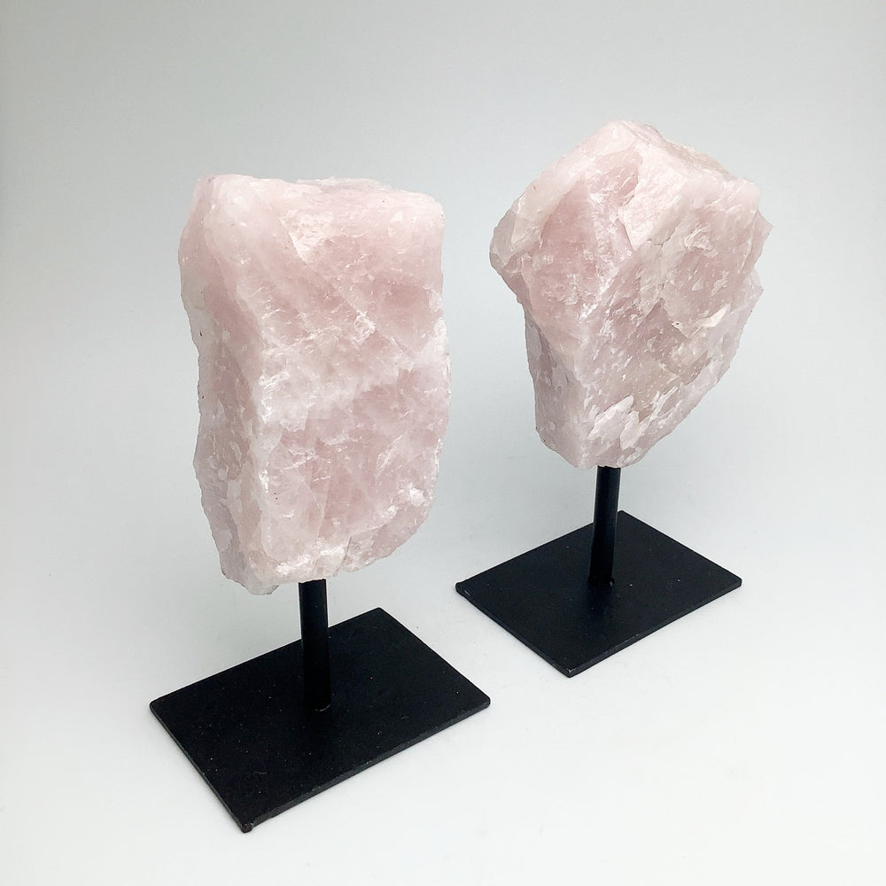 Rough Rose Quartz on Display Stand