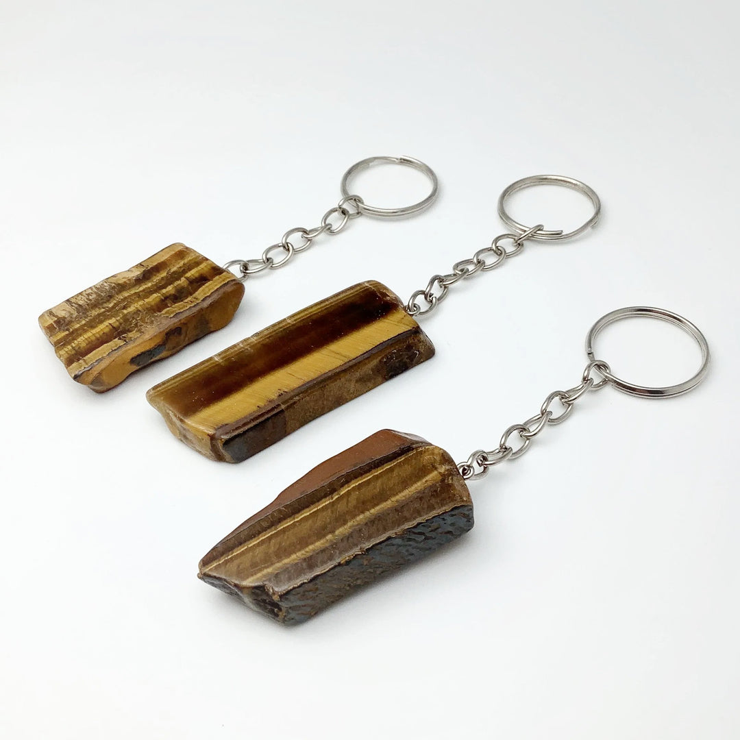 Tiger Eye Slice Keychain