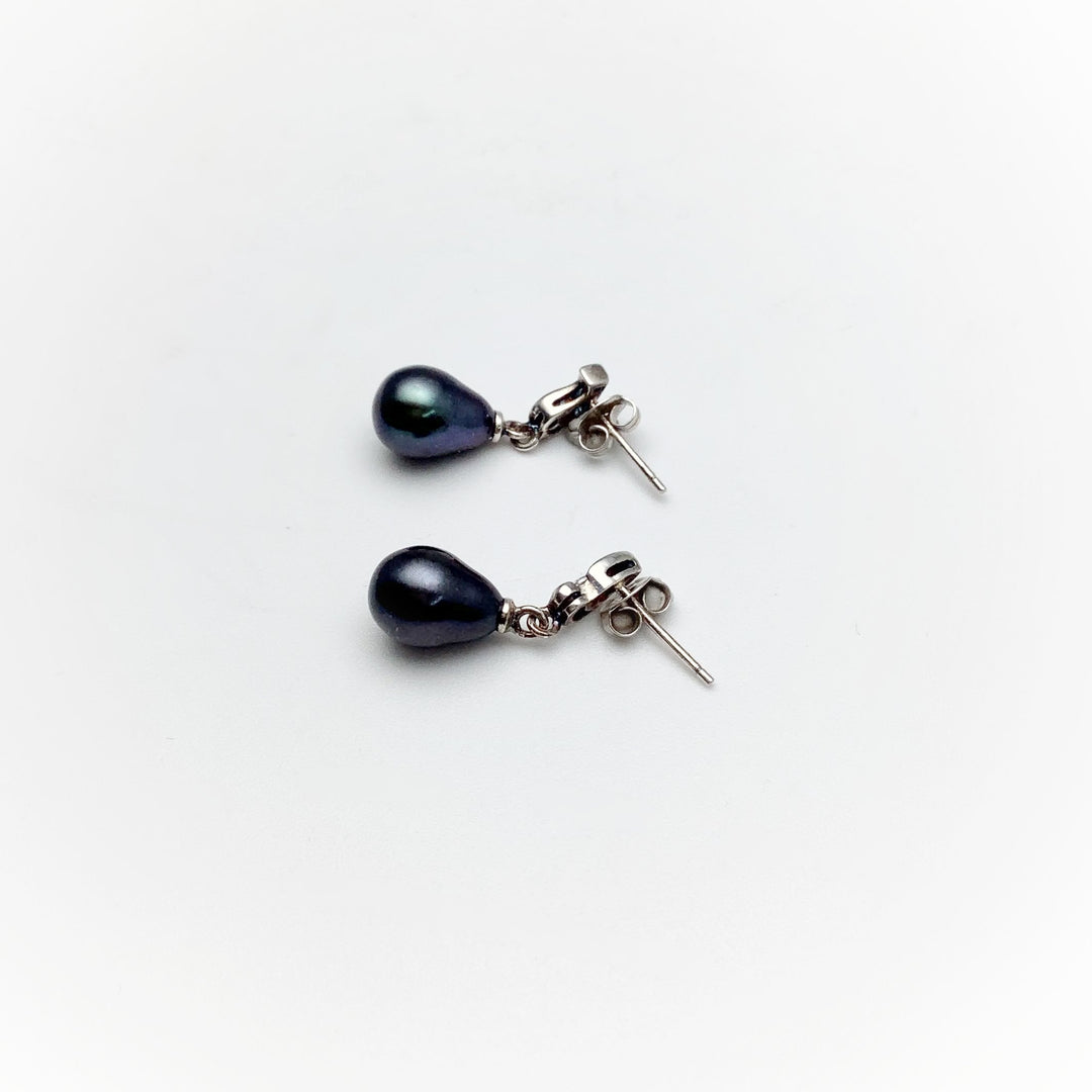 Tahitian Pearl and Cubic Zirconia Stud Earrings