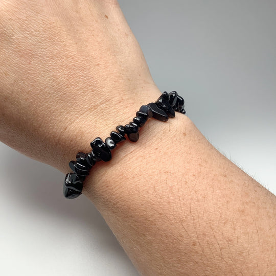 Black Agate Chip Beaded Bracelet