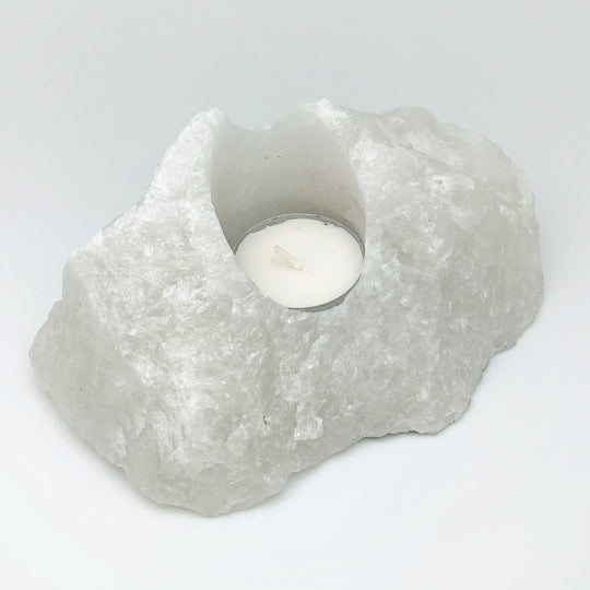 Rough Quartz Chunk Candle Holder