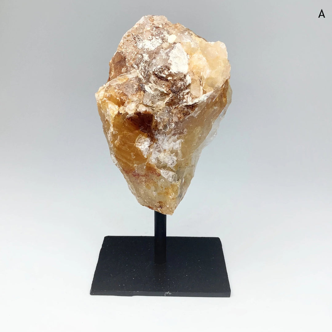 Golden Healing Quartz On Metal Display Stand