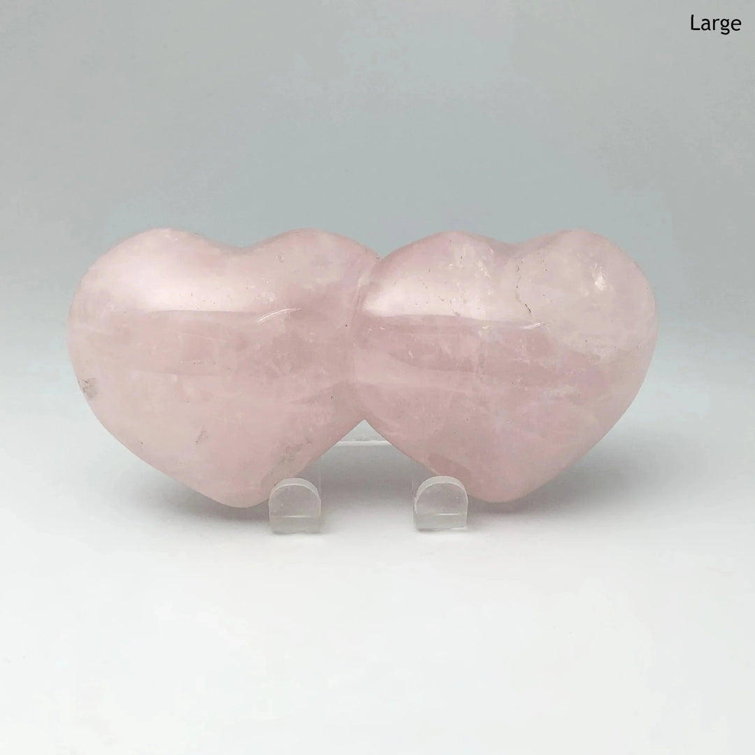 Rose Quartz Double Heart Carving