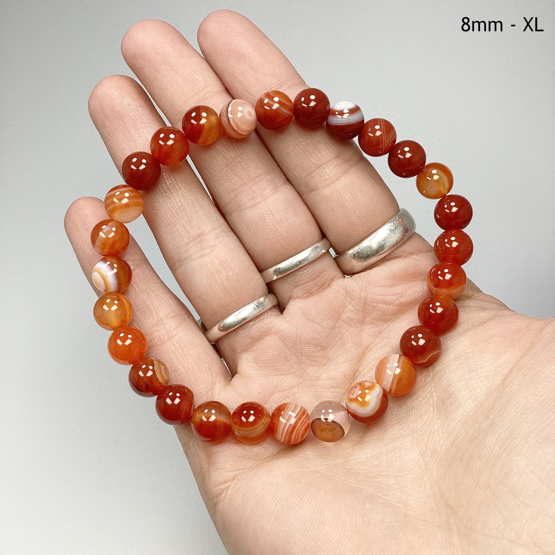 Banded Carnelian Agate Beaded Bracelet