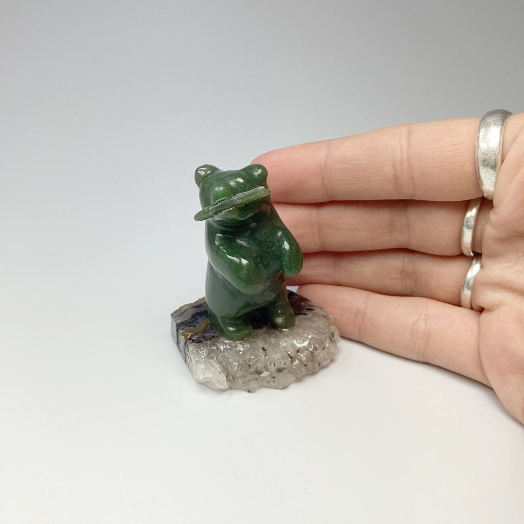 Jade Bear Carving on Base