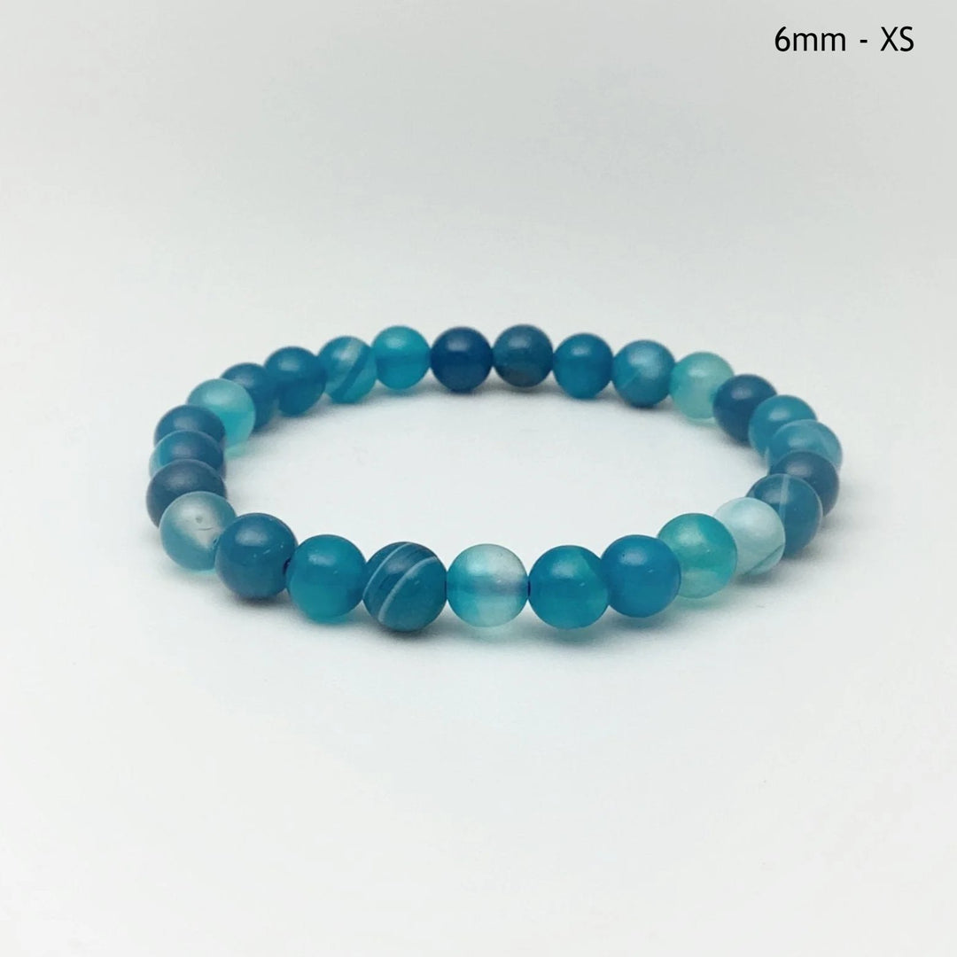 Banded Blue Agate Beaded Bracelet