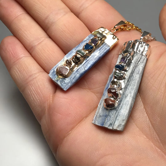 Kyanite with Chakra Gemstones Necklace