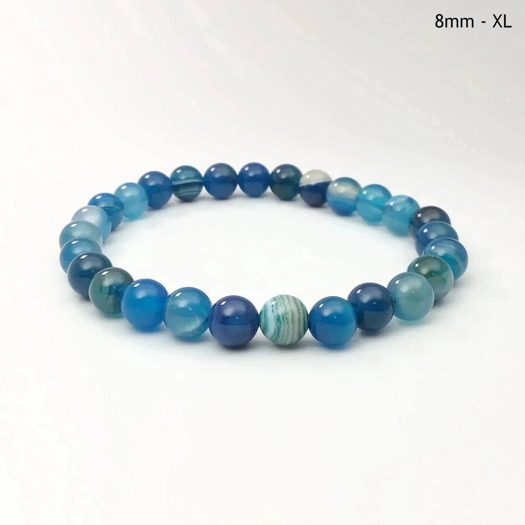 Banded Blue Agate Beaded Bracelet