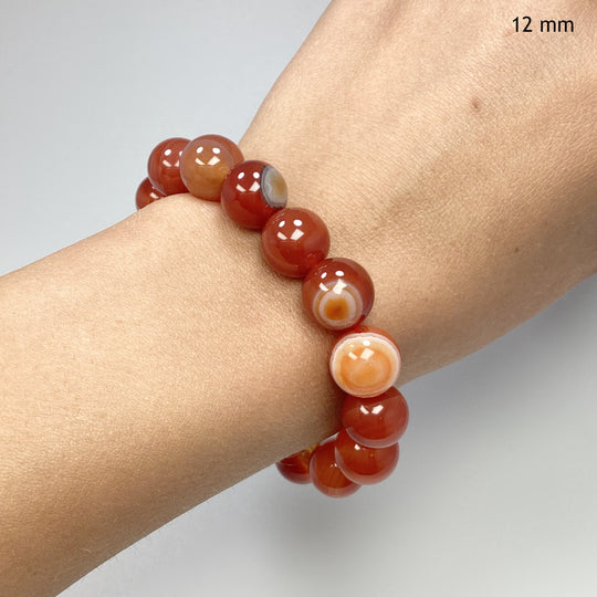 Banded Carnelian Agate Beaded Bracelet