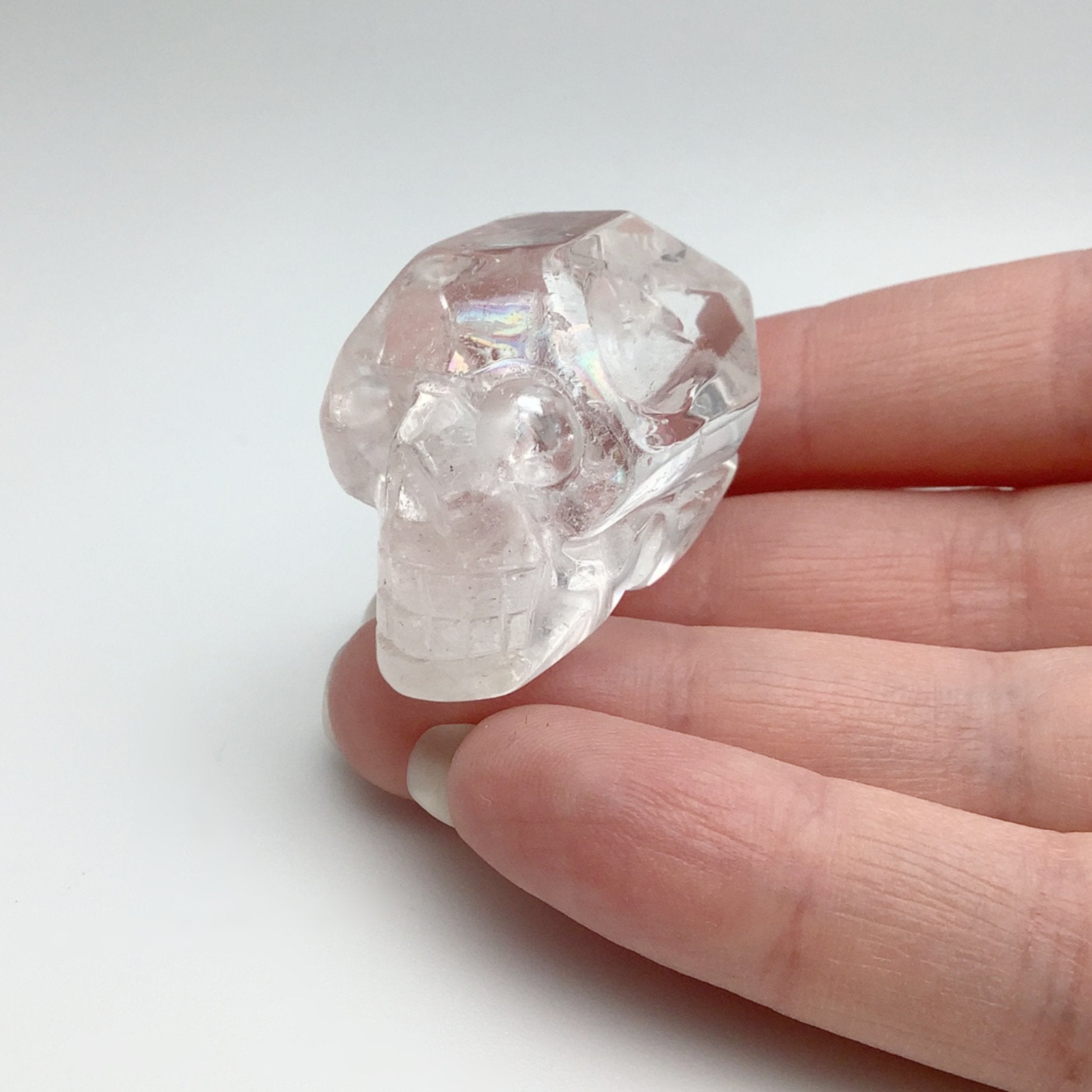 Carved Quartz Point Crystal Skull