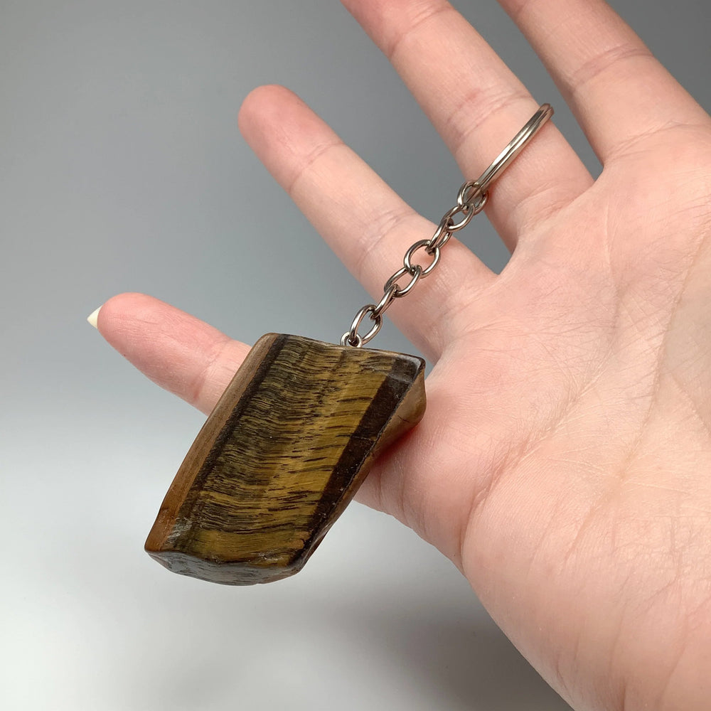 Tiger Eye Slice Keychain