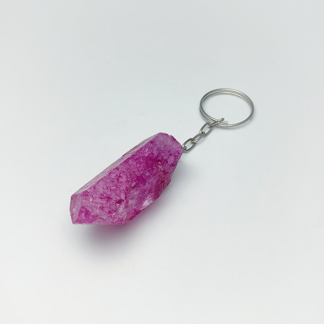 Rough Crackle Quartz Keychain