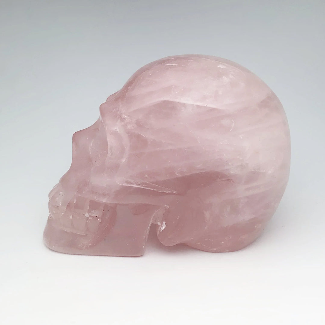 Carved Rose Quartz Skull