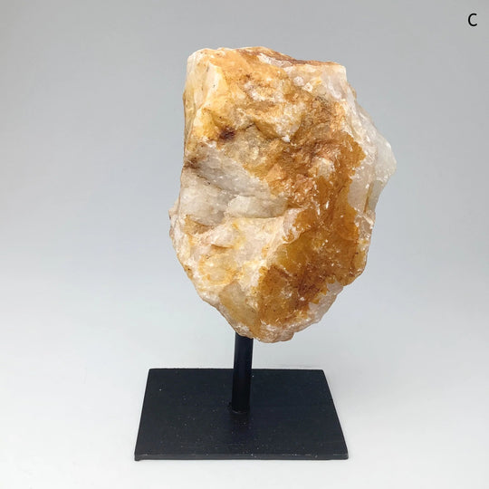 Golden Healing Quartz On Metal Display Stand