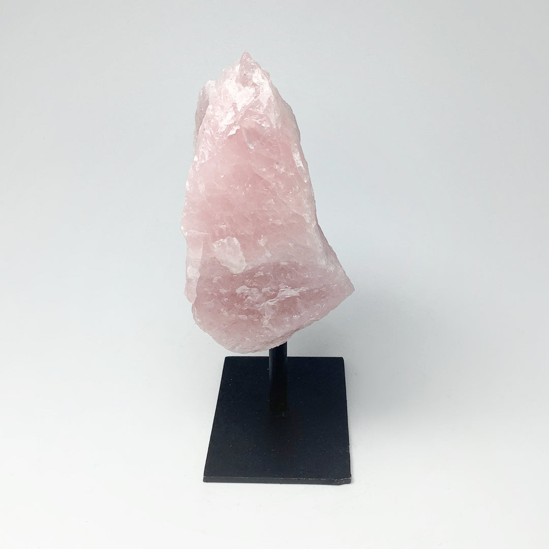 Rough Rose Quartz on Display Stand