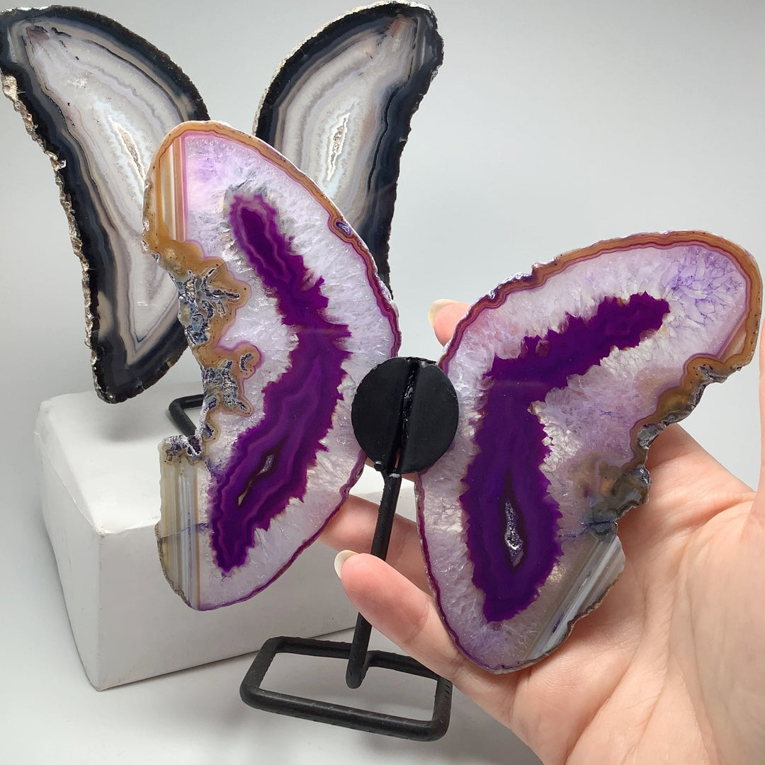 Agate Butterfly on Stand at $65 Each