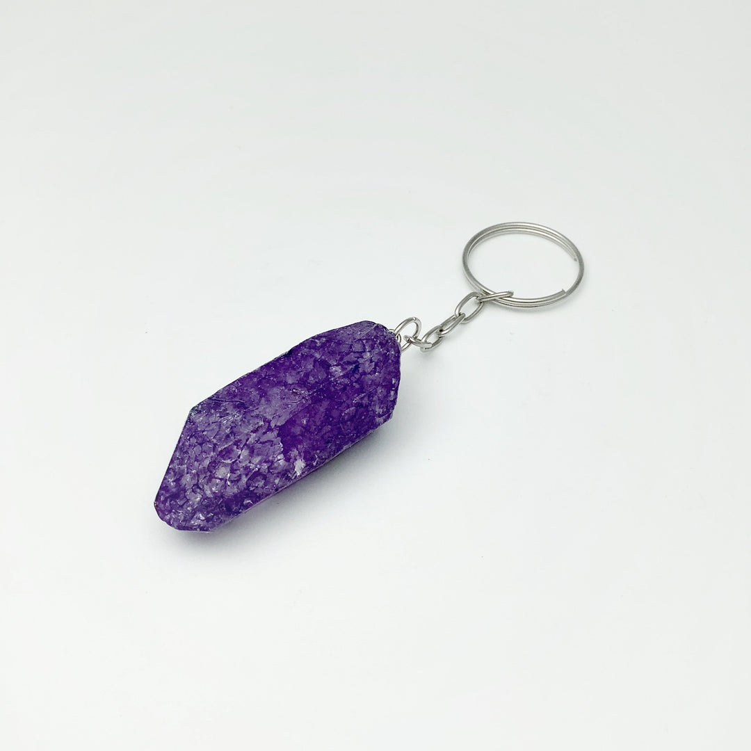 Rough Crackle Quartz Keychain