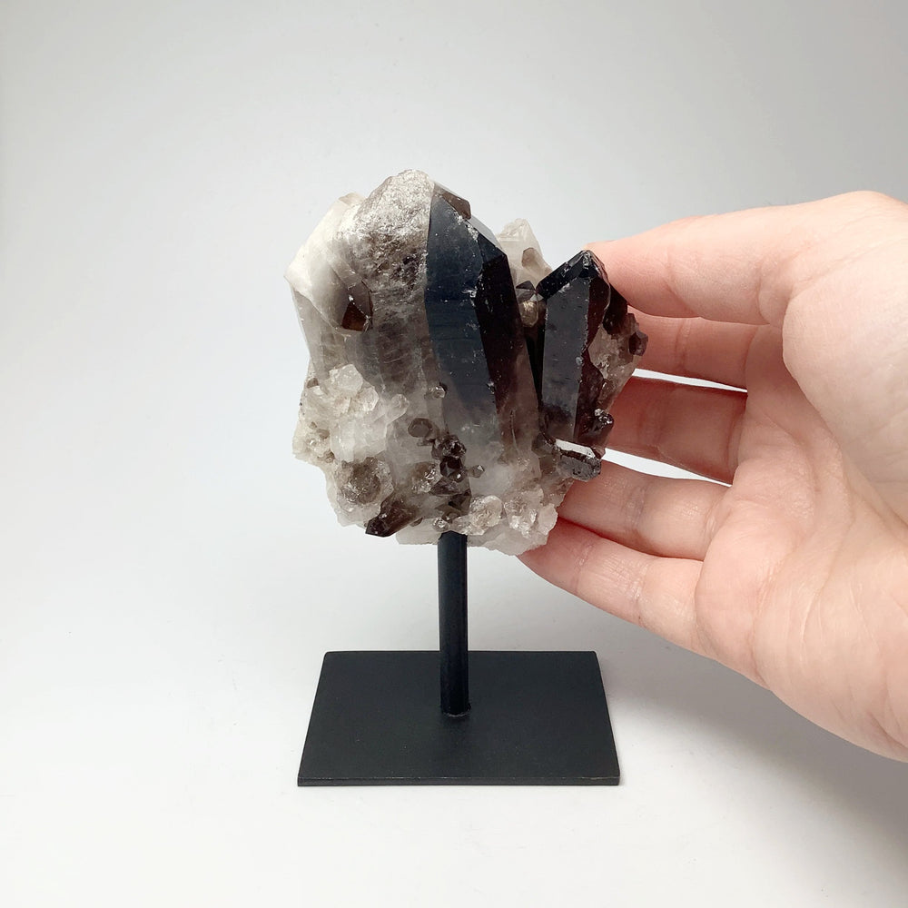 Smoky Quartz Cluster on Display Stand