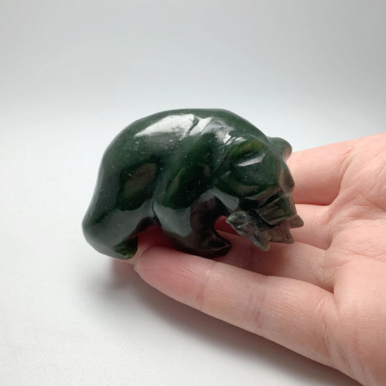 BC Jade Bear with Fish Carving