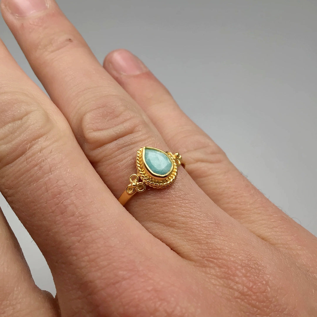 Amazonite Gold Finish Ring